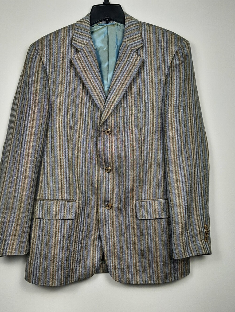 Ibiza Samba Linen Wool Stripe Blazer Jacket Size 40R
